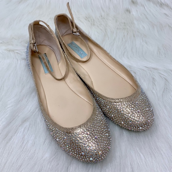 Betsey Johnson Blue JOY Jewel Ankle Strap Flat 8 - Picture 4 of 8